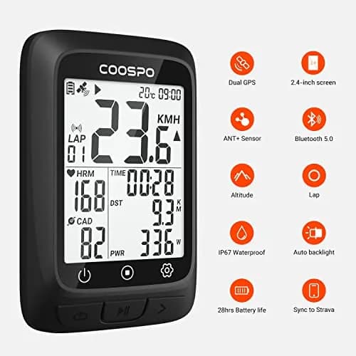 COOSPO GPS Cycling Computer BC107 & Bike Cadence/Speed Sensor BK467 | 2.4 Inch Auto-Backlight Display, Bluetooth/ANT+ thumbnail 2