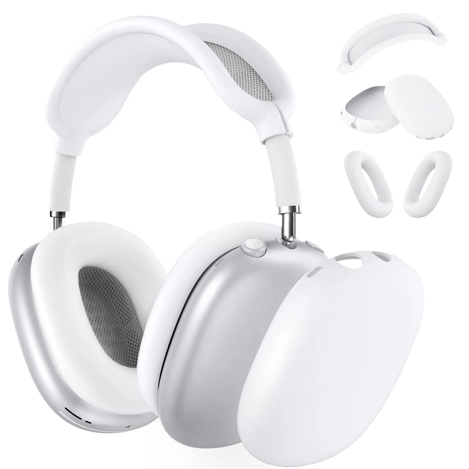 MINDRESY White Silicone Case Cover for AirPods Max 2 / AirPods Max Headphones | 360° Protection, Waterproof & Slim Fit