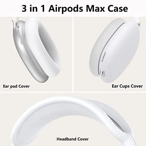 MINDRESY White Silicone Case Cover for AirPods Max 2 / AirPods Max Headphones | 360° Protection, Waterproof & Slim Fit thumbnail 4