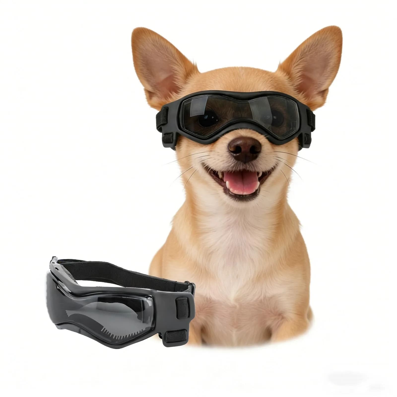 Enjoying Classic Pink Small Breed Dog Goggles - UV Protection, Windproof & Adjustable — Cool Black / Small Breeds