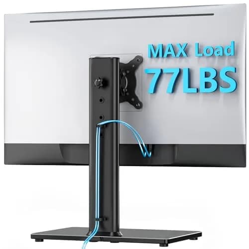 AX WABER Single Monitor Desk Stand 13-32 inch | Freestanding VESA Mount with Adjustable Height, Tilt, Swivel, Rotation thumbnail 2