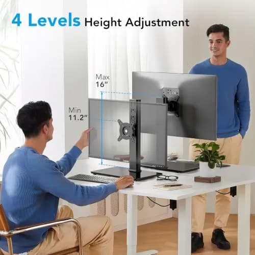 AX WABER Single Monitor Desk Stand 13-32 inch | Freestanding VESA Mount with Adjustable Height, Tilt, Swivel, Rotation thumbnail 3