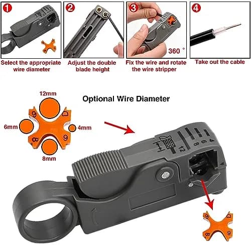 Taiss Coaxial Cable Tool Kit with BNC Crimp Tool & 10 Connectors | 0.715 kg (1.58 lb) Ratchet Crimper thumbnail 4