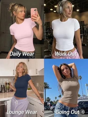 Trendy Queen Womens Short Sleeve T Shirt Slim Fit Crew Neck White XL | Buttery Soft Stretch Fabric thumbnail 6