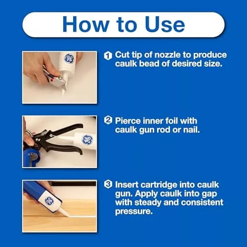 GE Advanced Silicone Caulk for Kitchen & Bathroom, Clear 295ml (10 fl oz) | 100% Waterproof Sealant thumbnail 2