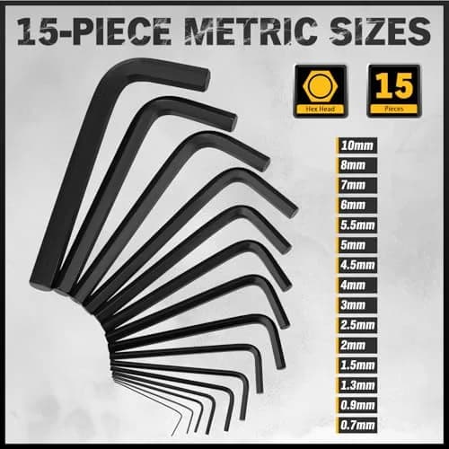 ELEAD 31-Piece Hex Key Set with Torque Handle, 0.7mm-10mm & 0.028"-3/8" | Heat-Treated Alloy Steel thumbnail 3