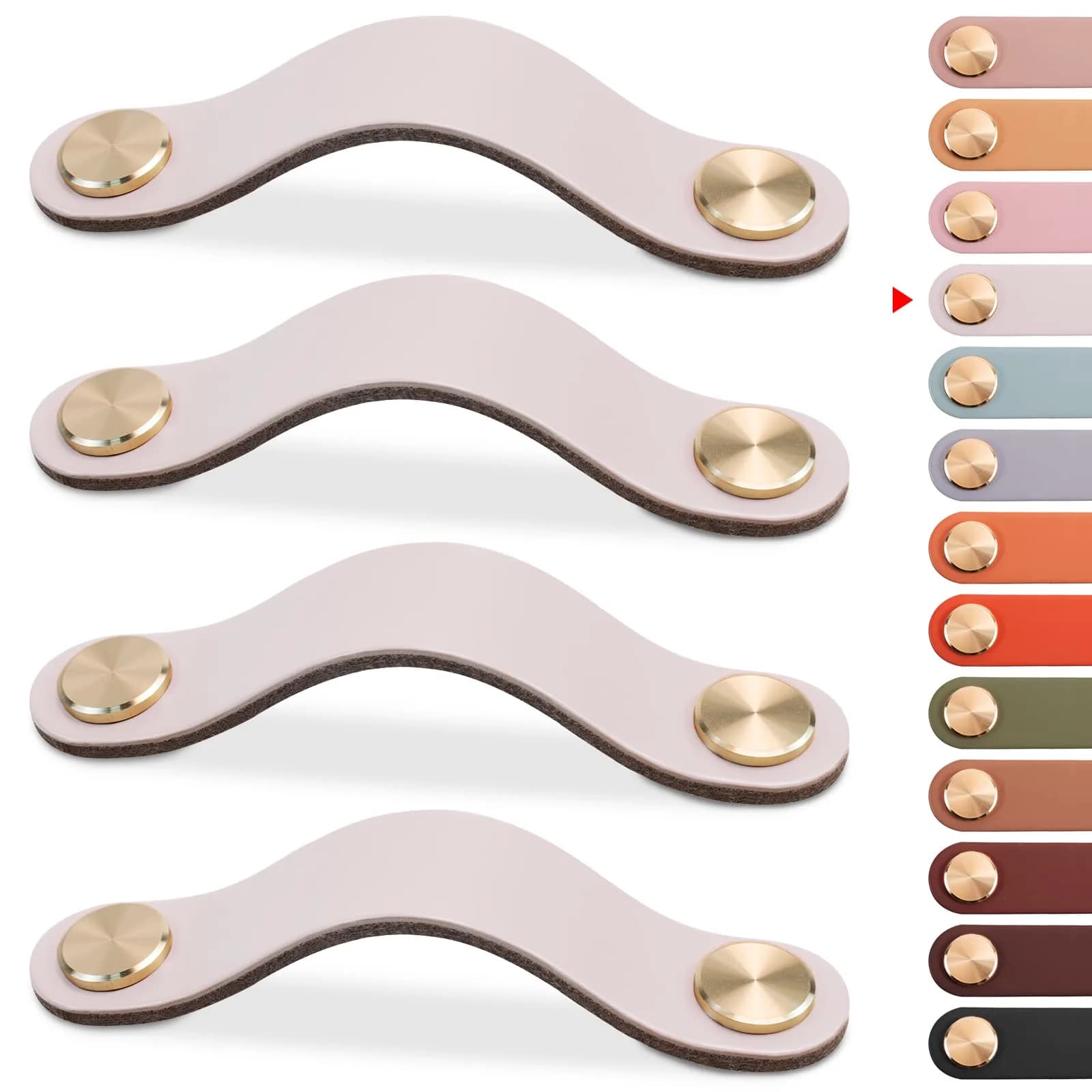 LEREATI 4 Pack Faux Leather Drawer Pulls Cream Cabinet Handles 3.7 inch (96mm) Hole Center | Modern Rustic Hardware for Dressers and Cupboards