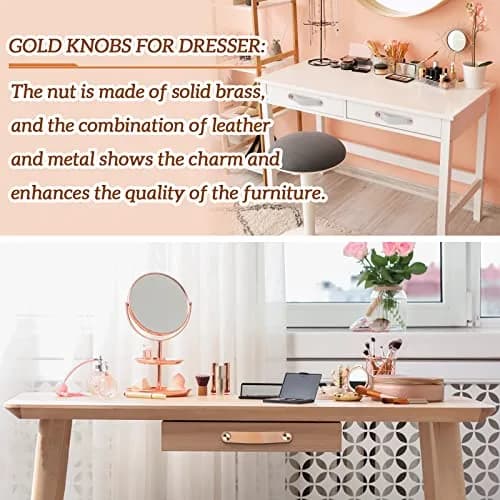 LEREATI 4 Pack Faux Leather Drawer Pulls Pink Cabinet Handles Single Hole Dresser Knobs 140mm x 25mm | Modern & Rustic Style thumbnail 5