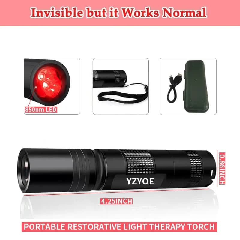 YZYOE Infrared Light Therapy Wand 630nm 660nm 850nm | Targeted Pain Relief & Skin Health thumbnail 2