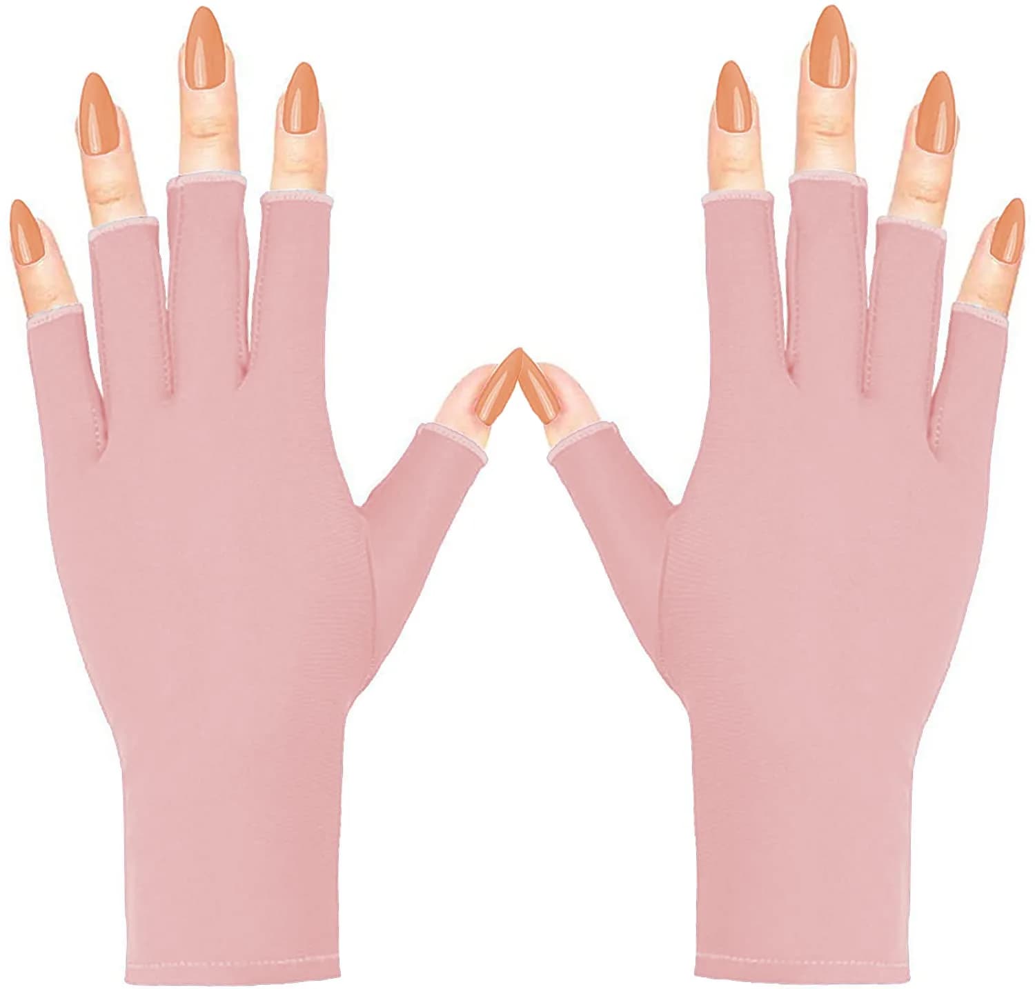 COOSLIM Pink Half-Finger UV Protection Gloves for Gel Nail Lamp | UPF 50+ for Manicures - main product image