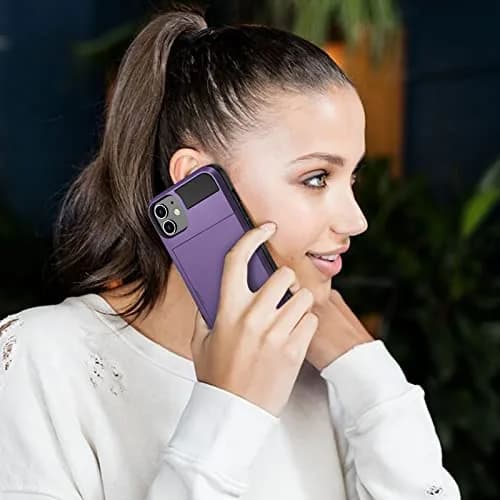Vofolen iPhone 12 Case Wallet with Card Holder, 6.1 Inch GreyPurple | Dual-Layered Protective Cover thumbnail 7