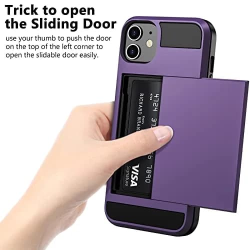 Vofolen iPhone 12 Case Wallet with Card Holder, 6.1 Inch GreyPurple | Dual-Layered Protective Cover thumbnail 3