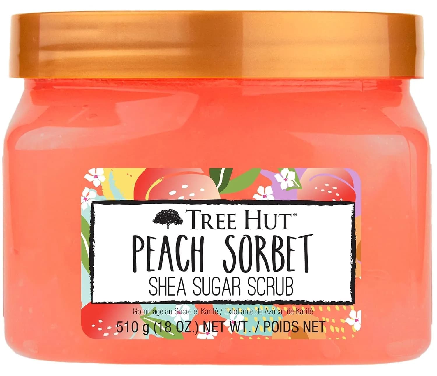 Tree Hut Shea Sugar Scrub, Peach Sorbet 18 oz | Exfoliating & Hydrating Body Scrub for All Skin Types