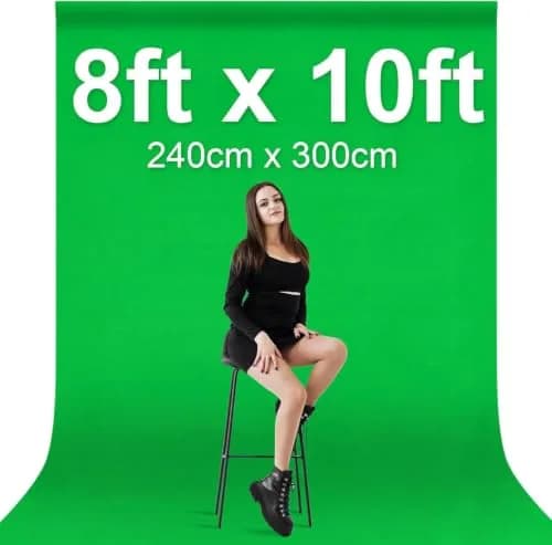 EMART 8x10ft (2.4x3m) Green Screen Backdrop, Photography Greenscreen Background Cloth with Rod Pocket & Clips thumbnail 2