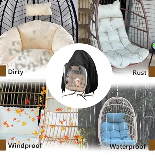 FLYMEI Patio Egg Chair Cover 75" x 45" Khaki | Heavy Duty Waterproof & Windproof Outdoor Protection thumbnail 7