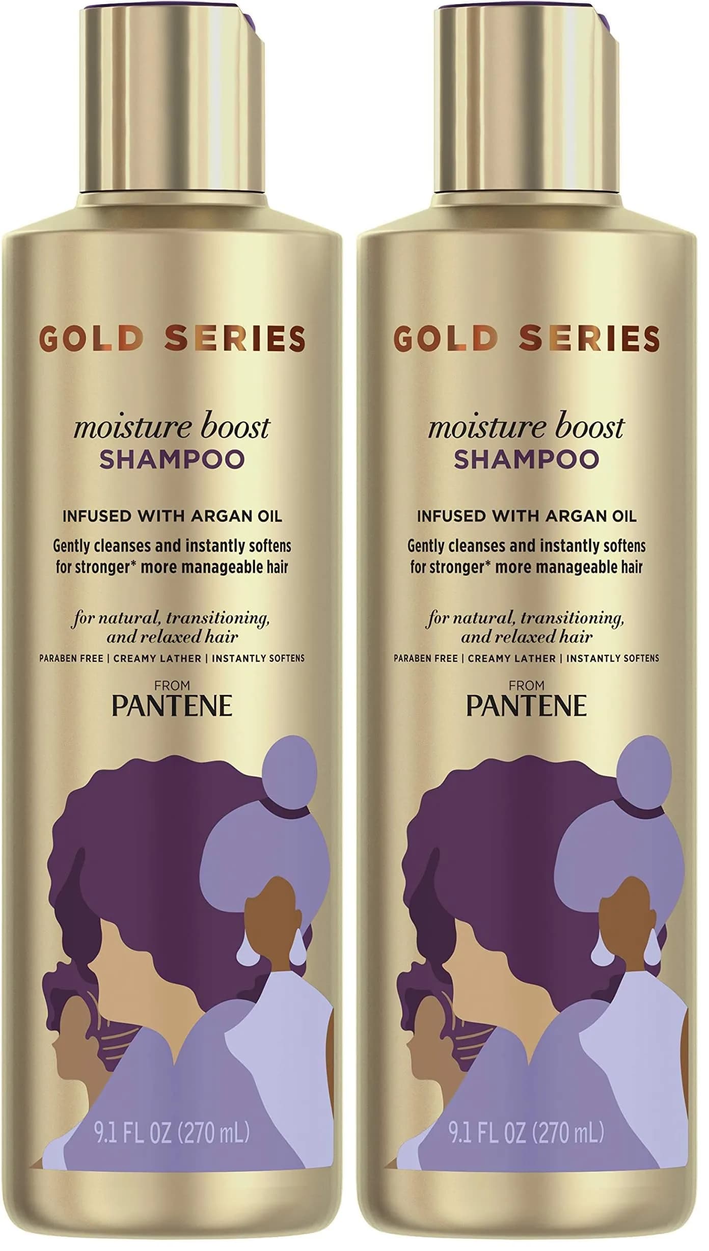 Pantene Pro-V Gold Series Moisture Boost Shampoo 270ml (9.1 Fl Oz) | Infused with Argan Oil for Damaged Hair — Moisture Shampoo