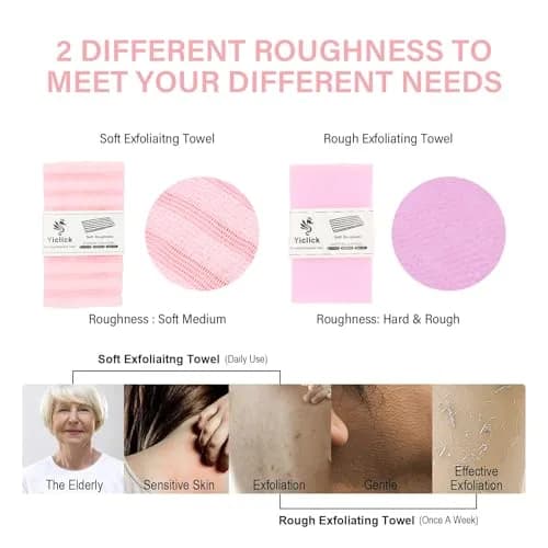 Yiclick Exfoliating Washcloth Towel 2 Pack Pink | Soft & Rough Nylon Body Scrubber for Back & Sensitive Skin thumbnail 3