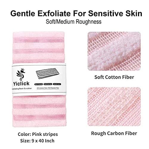 Yiclick Exfoliating Washcloth Towel 2 Pack Pink | Soft & Rough Nylon Body Scrubber for Back & Sensitive Skin thumbnail 4