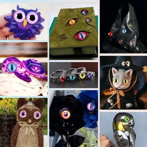 TOAOB 160pcs Assorted Glass Dragon Eyes 6-30mm | Flatback Craft Cabochons for Doll Making & Jewelry thumbnail 6