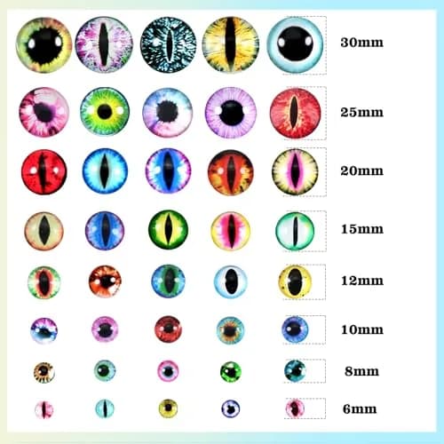 TOAOB 160pcs Assorted Glass Dragon Eyes 6-30mm | Flatback Craft Cabochons for Doll Making & Jewelry thumbnail 3