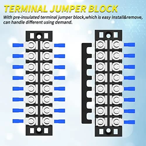 Joinfworld 600V 25A 8-Position Dual Row Terminal Block with Cover & Jumpers (4-Pack) | Industrial Power Distribution thumbnail 4