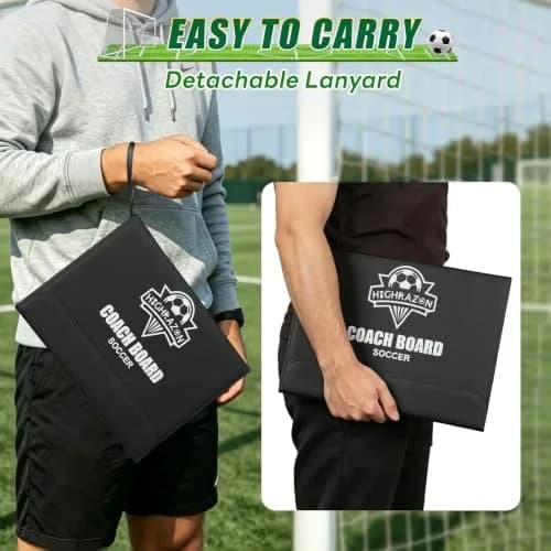 HIGHRAZON Soccer Coaching Board, Magnetic Soccer Clipboard for Coaches, Foldable Board with Dry Erase Marker | Premium Tactical Board 54x32cm thumbnail 3