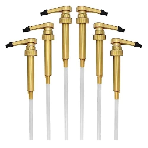 HANDIT Gold Coffee Syrup Pumps with Tip Covers | Fits 25.4oz/750ml Torani, Skinny, Davinci | 6 Pack thumbnail 1