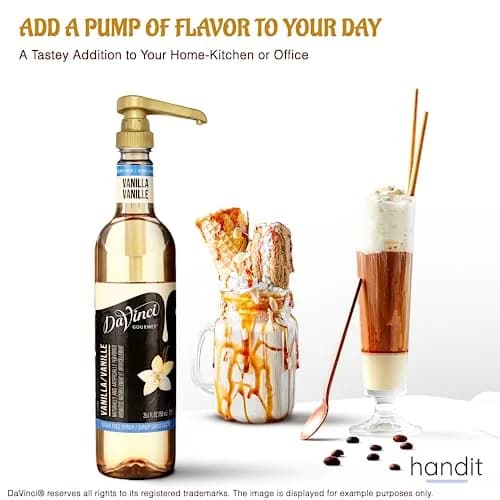 HANDIT Gold Coffee Syrup Pumps 750ml (25.4oz) 6-Pack | Fits Torani, DaVinci Plastic Bottles | Dispenses 8cc Per Pump thumbnail 5