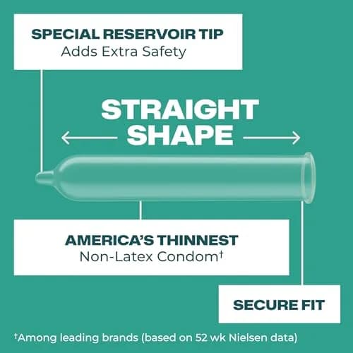Trojan Raw Non-Latex Lubricated Thin Condoms for Men, 10 Count | Enhanced Sensitivity thumbnail 4