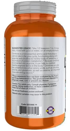 NOW L-Ornithine Powder 816 g (16 oz Pack of 2) | Supports Protein Metabolism & Urea Detox thumbnail 3