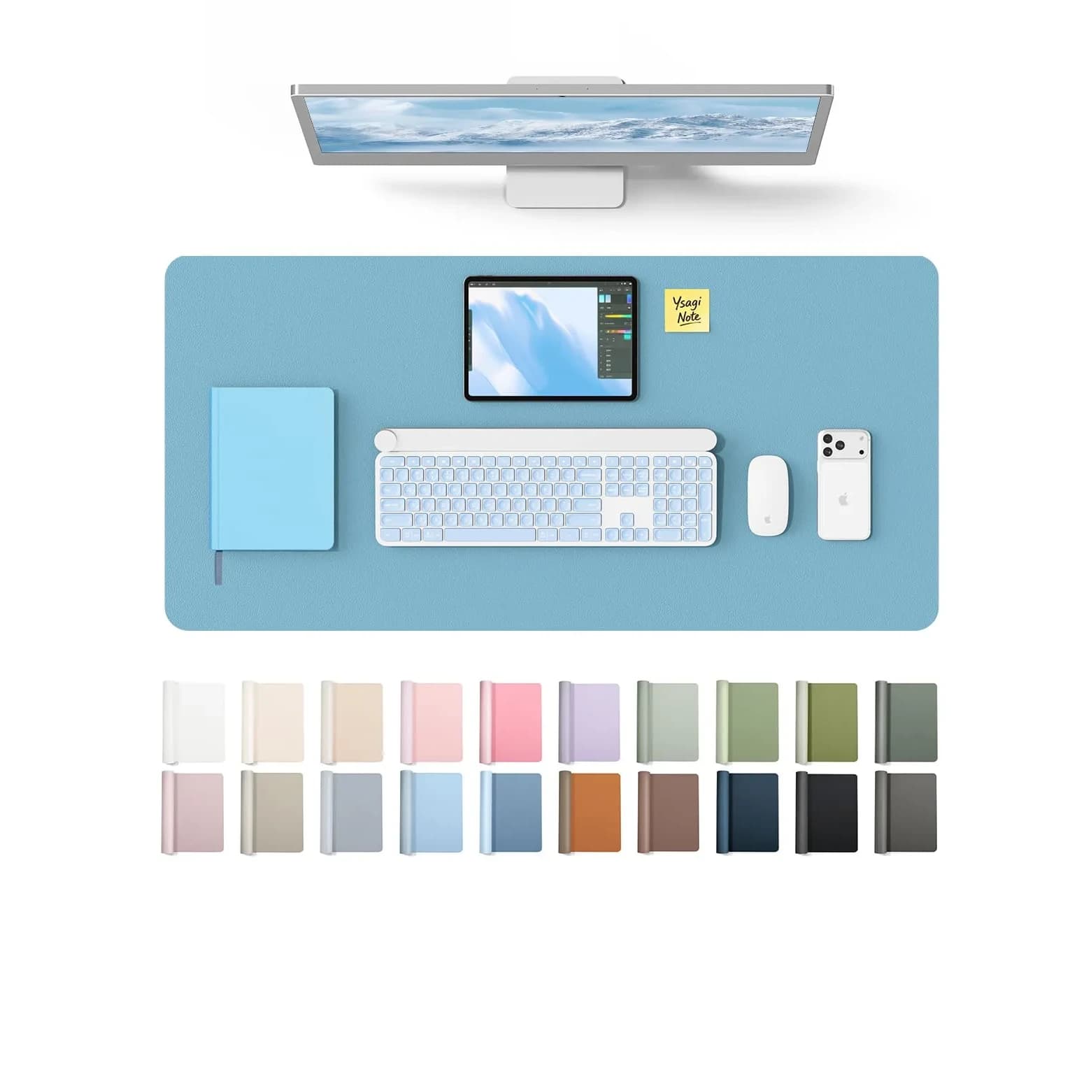 YSAGi PU Leather Desk Protector 80cm x 40cm (31.5" x 15.8") | Waterproof Writing Pad for Office and Home