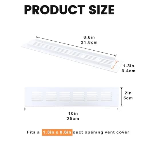 Geesatis Air Vent Covers, 2Pack White, Fits 8.6'' x 1.3" Duct Openings | Rust-Proof Aluminum thumbnail 2