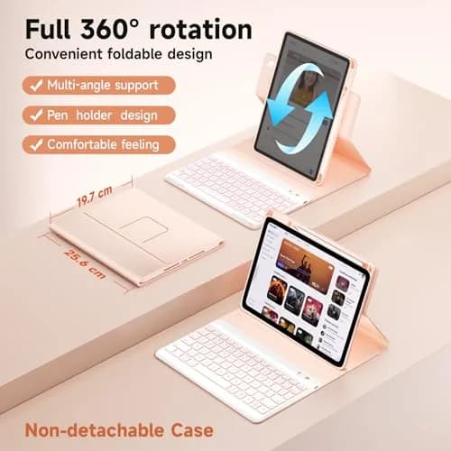 BLUTLOTUS Keyboard Case for iPad 9.7 inch 5th 6th Gen | 360° Rotatable with Pencil Holder thumbnail 3