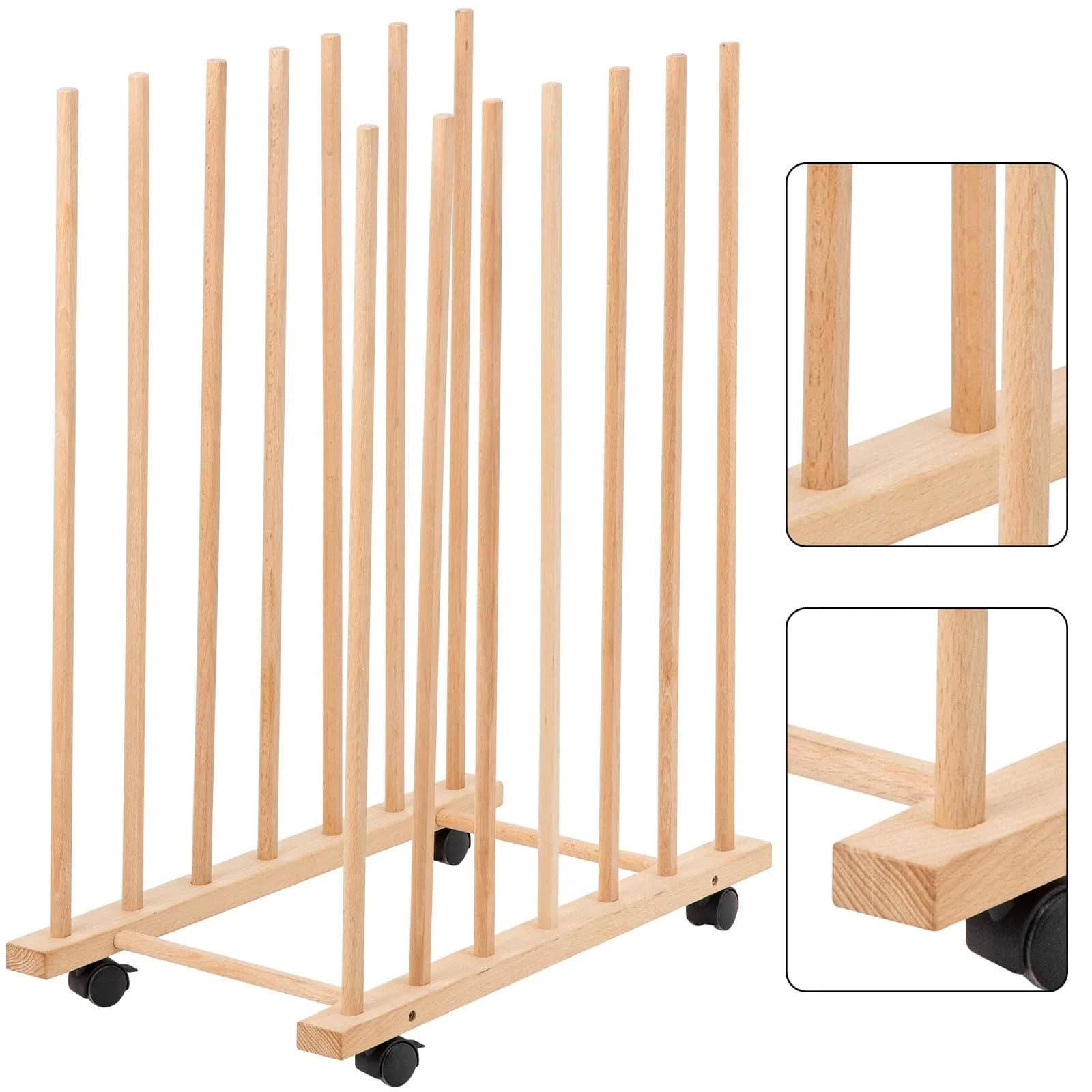 Somime Large Art Drying Rack with Four Caster Wheels | Wooden Canvas Storage Stand for Artists & Hobbyists - main product image