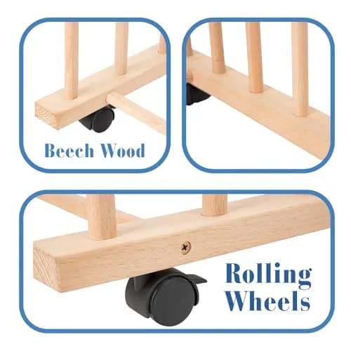 Somime Large Art Drying Rack with Four Caster Wheels | Wooden Canvas Storage Stand for Artists & Hobbyists thumbnail 4