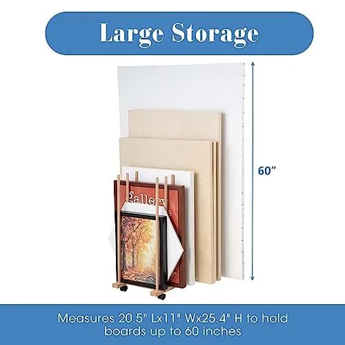 Somime Large Art Drying Rack with Four Caster Wheels | Wooden Canvas Storage Stand for Artists & Hobbyists thumbnail 2