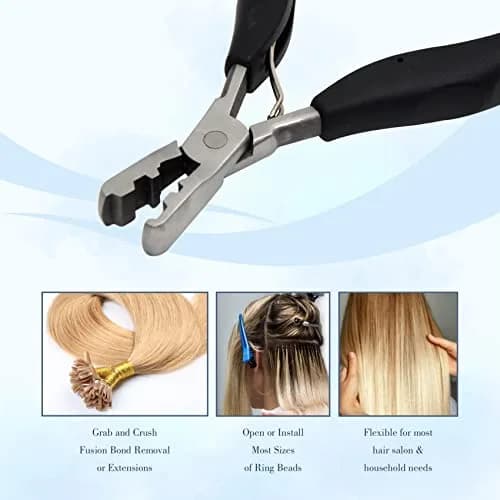 coloryoung Fusion Bond Crusher Tool for Keratin Hair Extensions 14cm | Flat Tip Pre-Bonded Hair Extension Pliers thumbnail 5