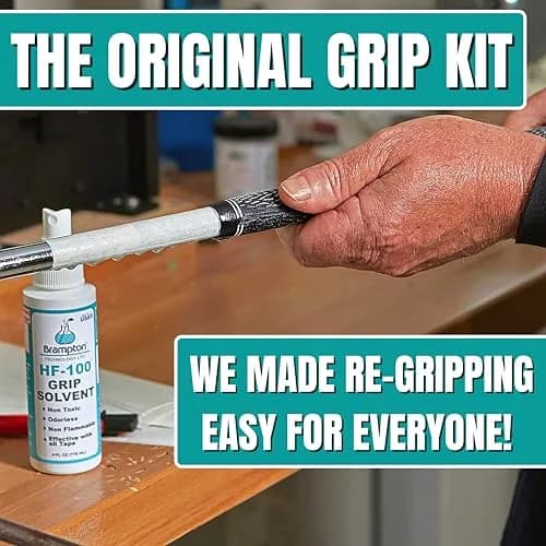 BRAMPTON TECHNOLOGY, LTD. Handle Grip Kit | Premium Golf Regripping Set, 15 Tape Strips, Solvent & Tools (4 oz) thumbnail 6