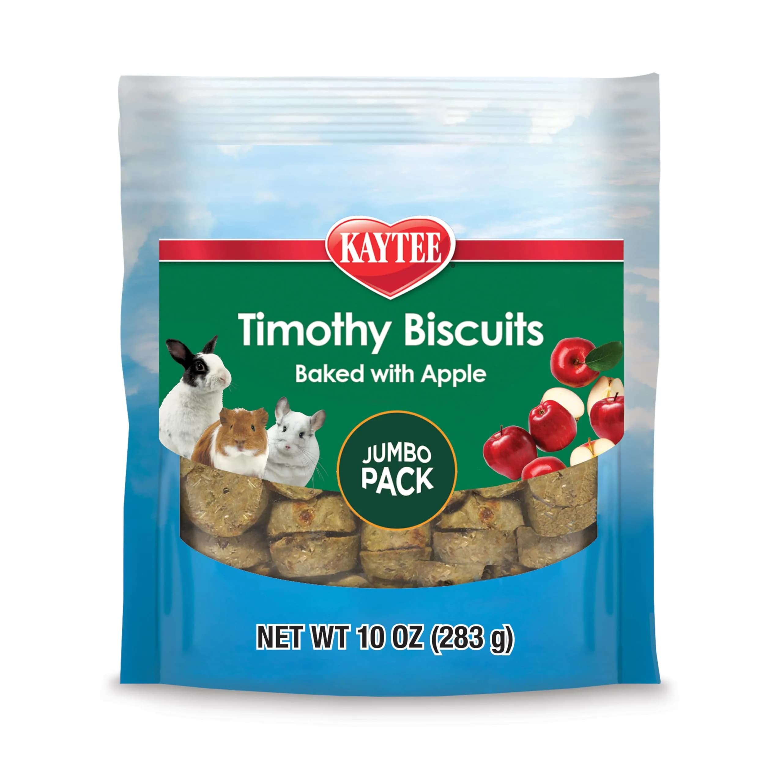 Kaytee Timothy Biscuits Baked Treat Apple Flavor 113g (4 oz) | High Fiber for Small Animals — 10 oz