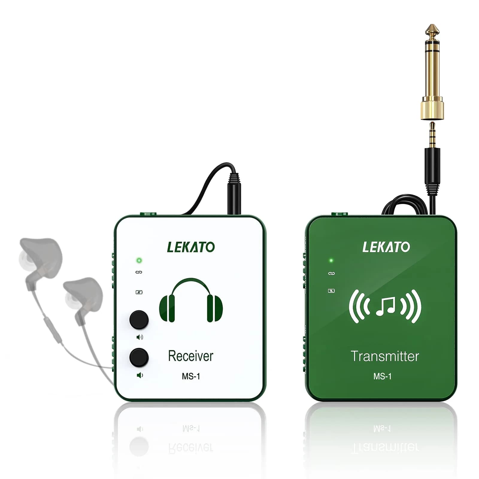 LEKATO 2.4G Wireless In-Ear Monitor System Green | 5-Hour Battery Life