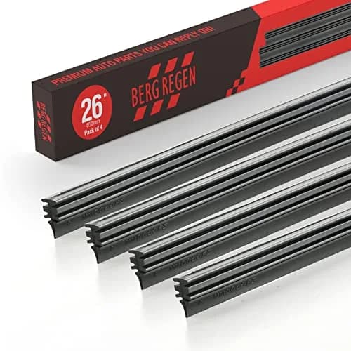 BERG REGEN 26 inch (66cm) Universal Beam Wiper Blade Refills - 4 Pcs | Clear Visibility for Indian Roads thumbnail 1
