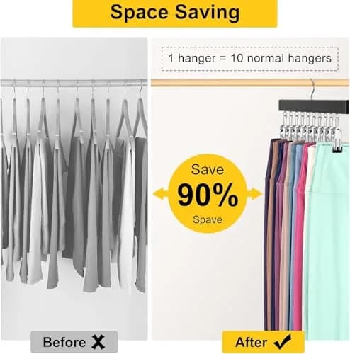 ORROENS Legging Organizer for Closet, Pants Hangers with Clips, 4 Pack (15.8" W x 7.4" H) | Maximize Closet Space thumbnail 7