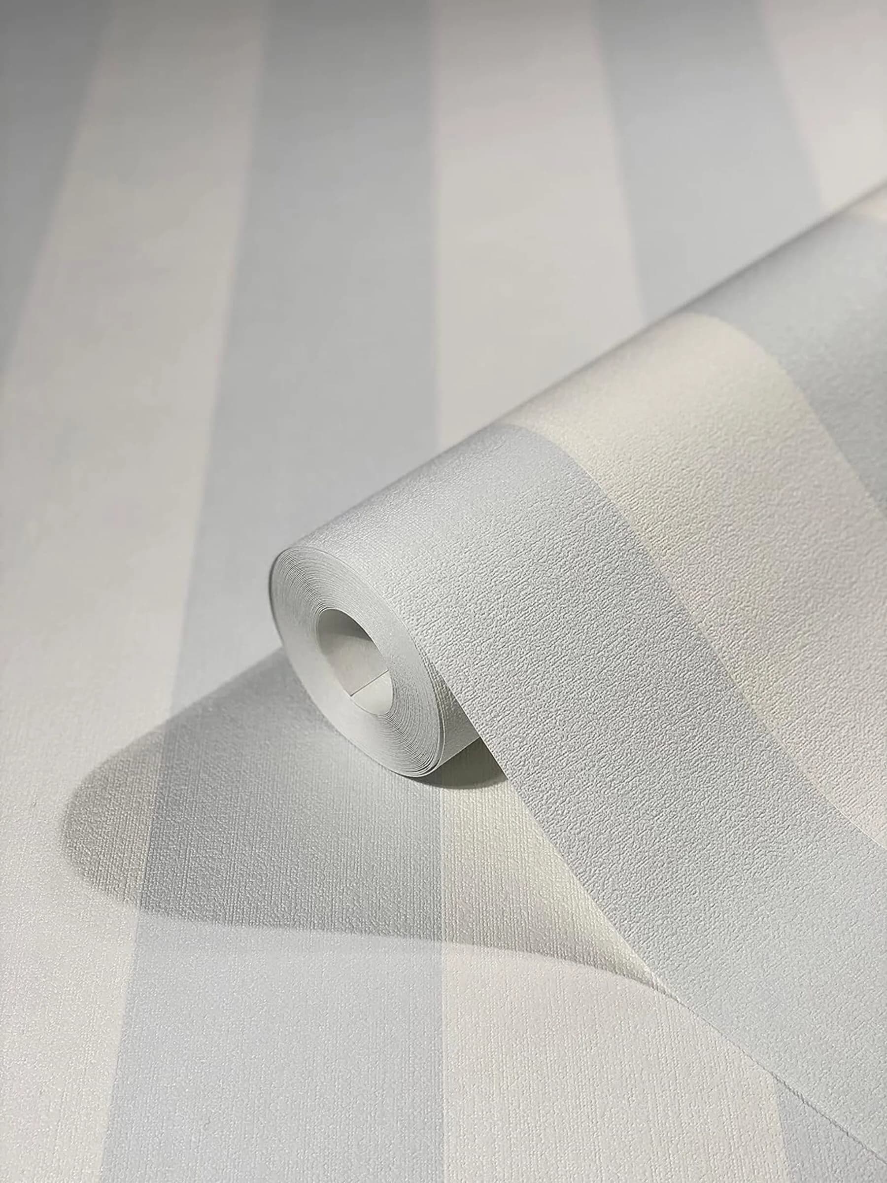 WALLCOVER Non-Woven Wallpaper Grey Stripes 10.05 x 0.53 m | Modern Block Stripe Design for Home & Office — Soothing Blue
