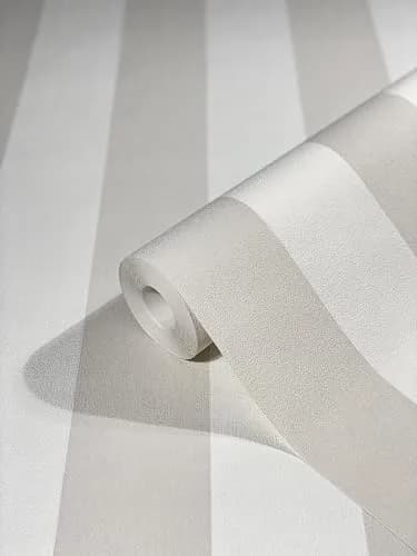 WALLCOVER Non-Woven Wallpaper Grey Stripes 10.05 x 0.53 m | Modern Block Stripe Design for Home & Office thumbnail 1