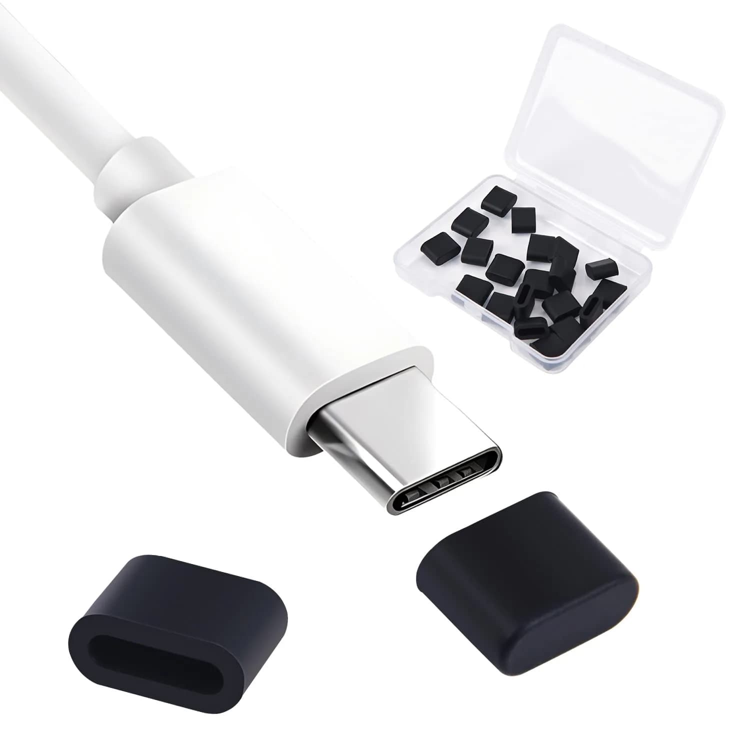 iKammo USB C Dust Caps 20 Pcs | Silicone Type C Port Protector for Android, MacBook, Pixel