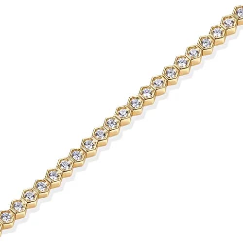 PAVOI 14K Gold Plated CZ Tennis Bracelet for Women, 7IN | Elegant Honeycomb Design, Hypoallergenic, Gift-Ready thumbnail 3