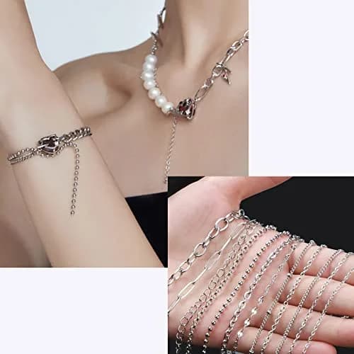 Ecoofor Stainless Steel Jewelry Chain Set with Jump Rings & Clasps | 270.6 meters (95.1 ft) Silver thumbnail 7