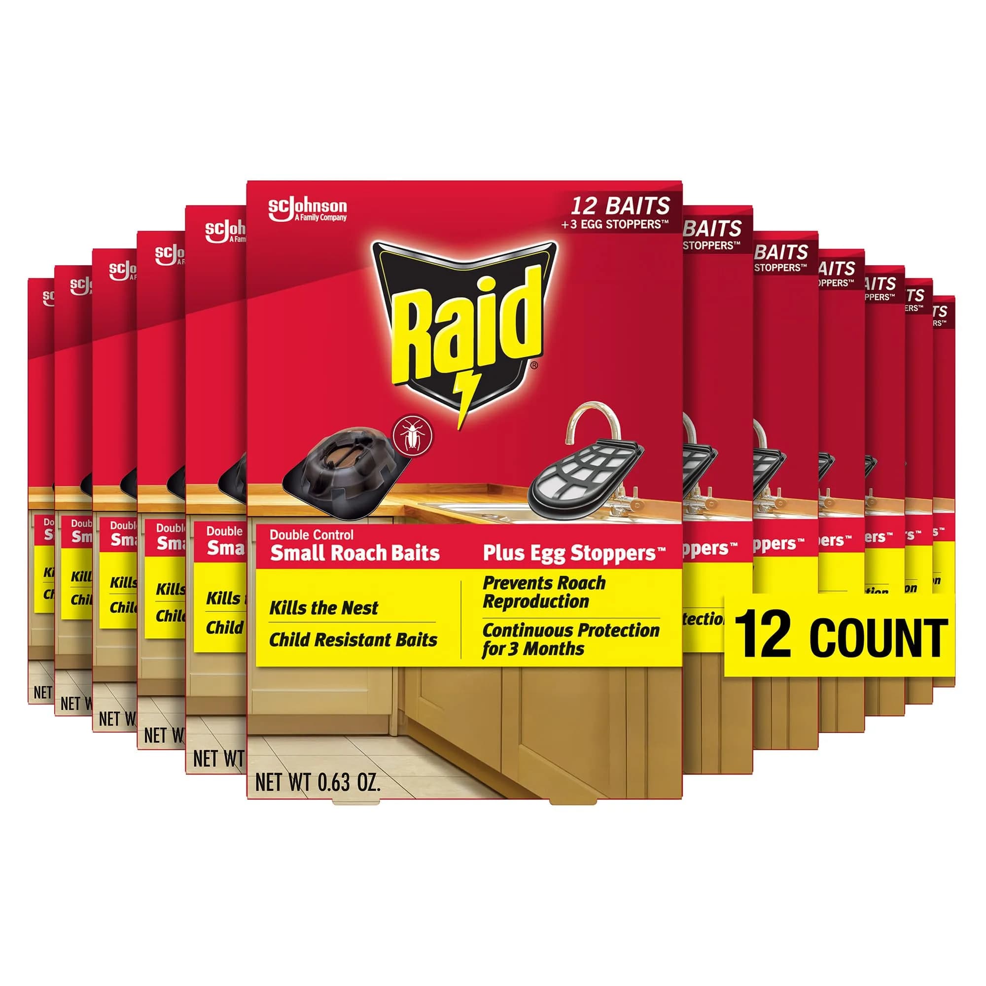 Raid Double Control Small Roach Baits 12 Count | Kills Roaches & Stops Eggs in India — Gel