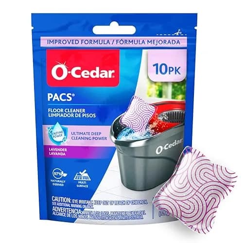 O-Cedar PACS Hard Floor Cleaner Lavender Scent 10ct (1-Pack) | Made with Naturally-Derived Ingredients thumbnail 1