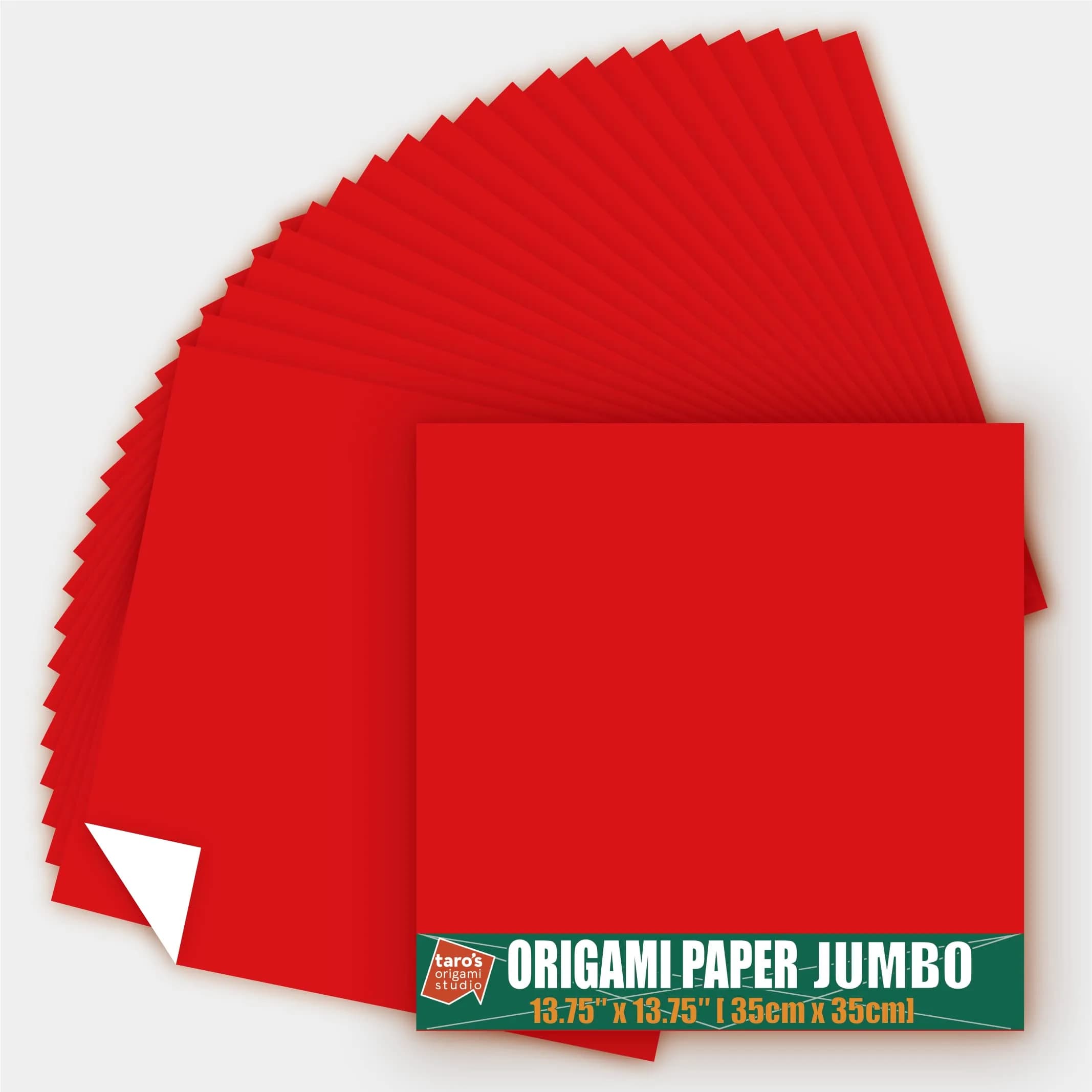 Taro's Origami Studio Jumbo Red Origami Paper 35cm (13.75 Inch) 25 Sheets | Easy Fold Premium Japanese Paper